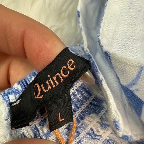 Quince 100% European Linen Fit & Flare Midi Dress Floral Waterfall Size L NWT - Picture 9 of 12